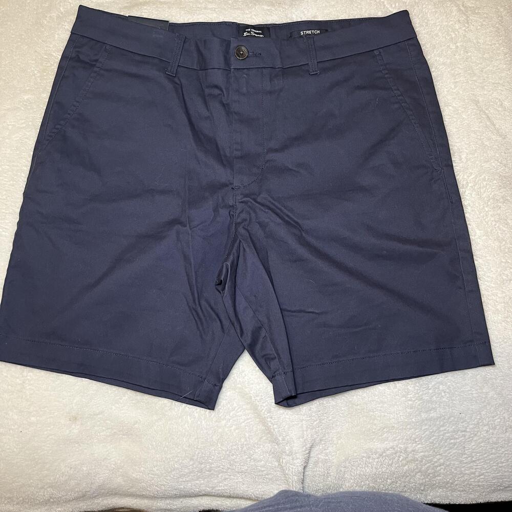 Ben Sherman Chino Shorts Mens Size 34 Navy Regular Fit Stretch 9in Inseam NWT